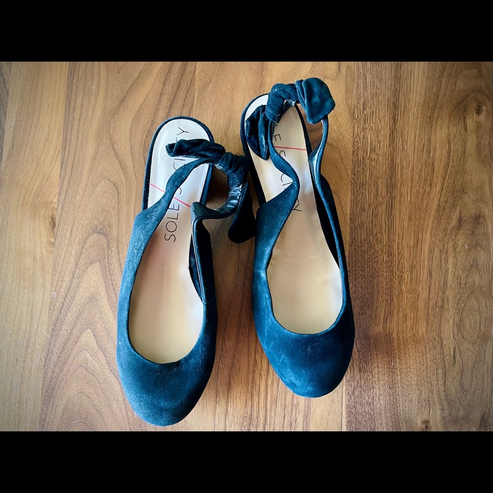 Sole Society Chunk Heel Black Suede Shoes